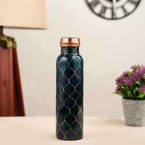 Moroccan Pattern Copper Water <b>Bottle</b> Blue Designer Metal Drink <b>Bottle</b> Elegant Reusable <b>Flask</b> OEM ODM Bulk Supplier - Product Image 6