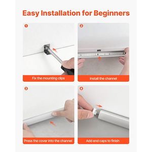 Confezione da 10 Profili LED a V da 2M (6.6 Ft) in Alluminio con Copertura Opaca e Tappi Terminali, Clip di Montaggio - Product Image 5