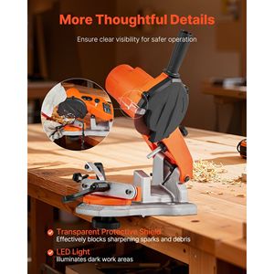 Afilador de Cadenas Eléctrico Profesional de 85W, 5000 RPM, Afilador de Cadenas de Sierra de Banco con 2 Muelas Abrasivas - Product Image 6