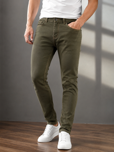 FAWKES Sports – Jean en denim noir coupe droite pour homme, taille mi-haute, décontracté, en coton, jambe droite, délavage classique, style automne, respirant - Product Image 5