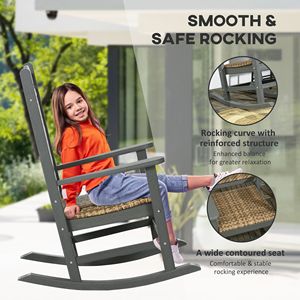 Sedia a dondolo da esterno con sedile e schienale imbottiti, telaio in HDPE resistente allo sbiadimento, in rattan PE, per portico - Product Image 5