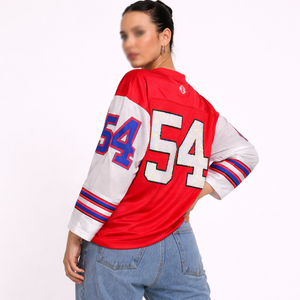 Maillot de football américain unisexe personnalisé en mesh à manches longues avec numéro en strass, style streetwear, coupe ajustée, pour équipe personnalisée, production OEM en gros, USA - Product Image 5