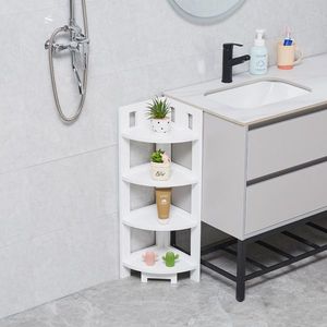 4-Tier Corner Shelf <b>Wood</b> Storage Stand Multipurpose Small Space <b>Shelving</b> Unit for Home Office Bathroom Wall Display Shelves - Product Image 5