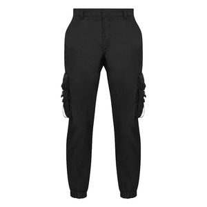 Pantalon cargo noir pour homme, taille haute, plusieurs poches, taille élastique, respirant, en toile, style décontracté, pantalon de jogging, style automne - Product Image 1