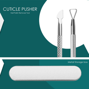 Professional 3Pcs Stainless Steel <b>Nail</b> Care Kit Cuticle Pusher Cleaner Tool Set With Protective <b>Case</b> - Product Image 6