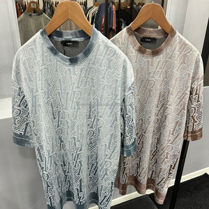 Camiseta Retro de Manga Corta para Hombre, Estilo Hip Hop Vintage, con Logotipo Personalizado OEM, Diseño de Letras Tejidas a Crochet, Corte Regular, Algodón Orgánico - Product Image 5