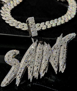 Pendentif Moissanite en Argent 925, Design Luxe Hip Hop, entièrement serti de pierres, avec Chaîne Cubaine, Qualité VVS, Pierres de laboratoire, pour usage religieux et soirées - Product Image 5