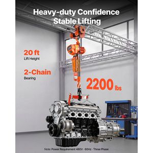 Palans électriques à chaîne de 2200 lb, hauteur de levage de 20 pieds, grue suspendue de 328 pieds, triphasée, câblée sur 15 pieds, télécommande sans fil sur 328 pieds - Product Image 2