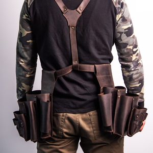 Leather <b>Tool</b> <b>Belt</b> With Multiple Pockets For <b>Tools</b> And Screwdrivers Workwear Accessory - Product Image 1