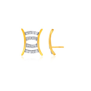 Modernos Pendientes de Diamantes Ascend con Doble Hilera de Diamantes Cultivados en Laboratorio, Oro Amarillo de 18K, Joyería Fina - Product Image 3