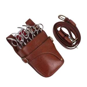 Pochette professionnelle pour ciseaux de coiffure, sacoche inclinée pour outils de barbier en cuir souple avec sangle de ceinture, fabricant sur mesure - Product Image 3