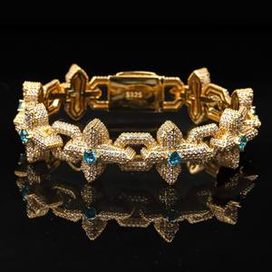 AMBER JEWELS Pulsera de tenis de lujo de oro macizo de 14K, estilo Hip Hop, con piedras cultivadas en laboratorio, diseño floral, certificado IGI, unisex, regalo, oro - Product Image 1