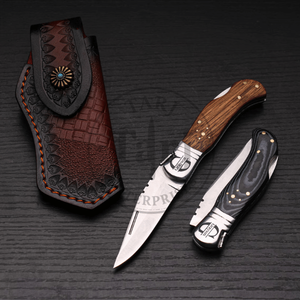 Handmade Industrial Grade Folding Pocket Knife Stainless Steel Blade <b>Drop</b> Point Wood Handle EDC Utility Survival Outdoor TARJ - Product Image 2