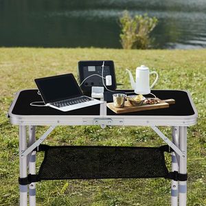 Outdoor Folding 2ft Aluminum <b>Table</b> Portable Picnic <b>Table</b> with 3 Adjustable Heights Lightweight and <b>Foldable</b> for Patio Side Use - Product Image 4