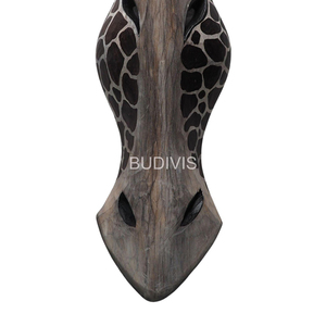 Masque mural classique en bois sculpté girafe, fait main, décoration animale ethnique pour la vente en gros, aménagement de maisons et de complexes hôteliers - Product Image 5