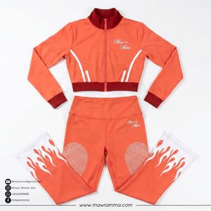 บริการ OEM เสื้อครอปซิป ชุดกางเกงขาบานปักลายเพชรแบบกำหนดเอง ชุดฮู้ดดี้สองชิ้น แฟชั่นสตรีทแวร์ ผ้าฝ้าย 100% - Product Image 4
