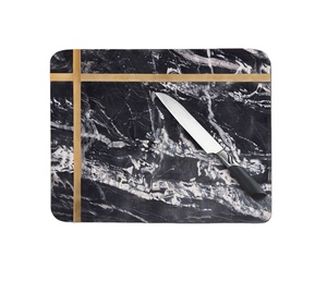 Planche à découper marbre noir incrustation en laiton Fruits légumes coupe pour maison Restaurant hôtel cuisine Gadgets fabriqués en inde - Product Image 1