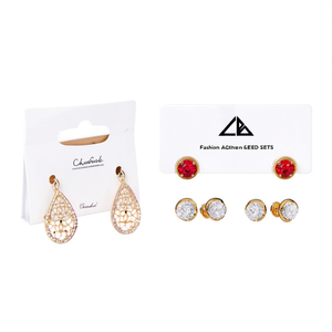 Fashion Jewelry Set Designer Red Stud Earrings & Golden Earrings Combo - Product Image 2
