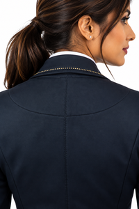 Chaqueta de Equitación Azul Marino para Mujer con Botones Dorados y Adornos de Cristal, Chaqueta de Competición de Equitación - Product Image 5