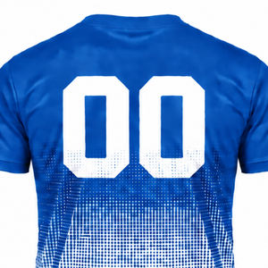 Royal Blue and <b>White</b> Gradient Sublimation T <b>Shirt</b> <b>Men</b> <b>Short</b> <b>Sleeve</b> Crew Neck Custom Printed Sports Training Performance Athletic - Product Image 4