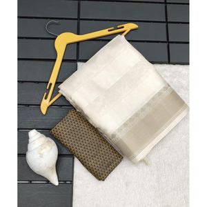 ผ้าส่าหรีทอผ้าผ้าแจ็คการ์ดลายตารางผ้าไหมล่าสุดสีน้ำเงิน - Product Image 1