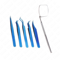 ZULLO INDUSTRIES Kit de Pinzas para Extensión de Pestañas de Acero Inoxidable Azul Oscuro, Logotipo Personalizado, Punta Puntiaguda de Precisión, Duraderas y Antiestáticas