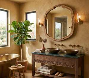 Handcrafted Organic Modern Round <b>Mirror</b> Wood <b>Frame</b> Wall Decor Eco-Friendly Home Decoration - Product Image 4