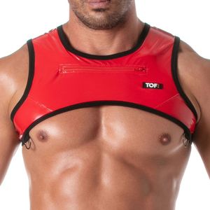 สายรัดอกไวนิลสีแดง TOF พร้อมซิปและห่วงรูปตัว D อุปกรณ์ BDSM - Product Image 6