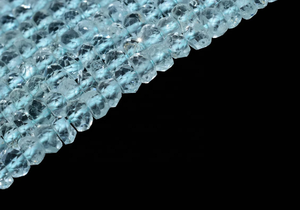 Perles facettées rondes en aquamarine naturelle bleue de qualité supérieure, 3 mm, brin de 13 pouces, poids personnalisable pour la fabrication de bijoux - Product Image 4