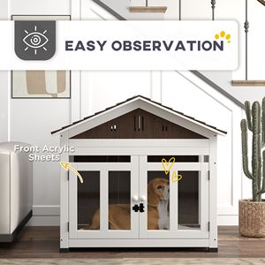Casa para Perros de Madera de 40 Pulgadas para Perros Pequeños y Grandes, Mueble para Mascotas de Interior y Exterior con Ventilación y Piso Elevado Extraíble - Product Image 5