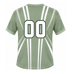 Maillot de rugby vert sauge et blanc à manches courtes, col en V, uniforme d'équipe, respirant, léger, personnalisable, vêtement de sport d'entraînement - Product Image 2