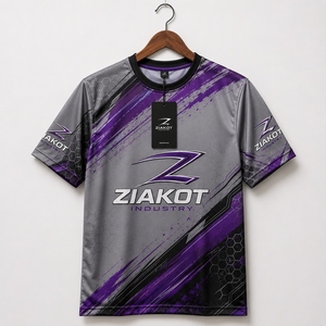 T-shirt de performance gris-violet-noir personnalisé pour l'industrie Ziakot en gros - Product Image 1