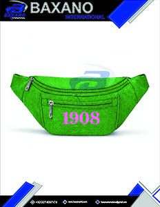 Alpha |   Kapa |   Sac banane personnalisé Alpha Sorority vert avec motif lettres 1908, fermeture éclair, sac banane unisexe à bandoulière - Product Image 4