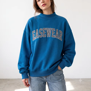 Sweat-shirt oversize pour femme à col montant en molleton, style streetwear, en tissu brossé doux et de qualité supérieure, confortable, fabrication sur mesure - Product Image 1