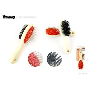 Brosse double face pour animaux de compagnie Yommy avec aiguilles en acier et poils en caoutchouc pour le toilettage des chiens et des chats 25 cm - Product Image 1