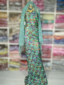 Mariage somalien mariée perlée Maqbal velours pierre Dirac robe tissu avec haute qualité et pierre brillante pour les événements spéciaux - Product Image 3