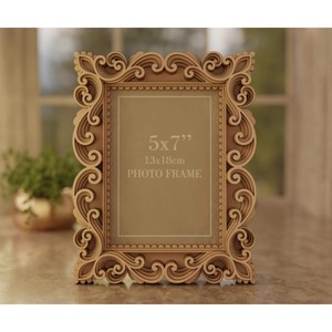 Ornate Rectangular Wooden Photo <b>Frame</b> Tabletop Horizontal Orientation - Product Image 3