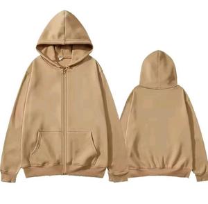 เสื้อฮู้ดซิปผู้ชายสีพื้นใส่สบายสำหรับฤดูใบไม้ร่วงและฤดูหนาว ผ้าฝ้าย 100% สไตล์ฮิปฮอป - Product Image 1