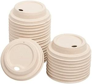 Tapa de café ecológica biodegradable de pulpa de caña de azúcar con orificio de 80 mm para beber, tapa desechable de bagazo para taza de café, compostable 2026 - Product Image 1