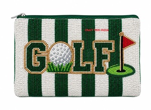 Monedero pequeño artesanal indio para mujer con cuentas, correa de muñeca, antirrobo, de lujo, con patrón de carrito de golf y cremallera - Product Image 4