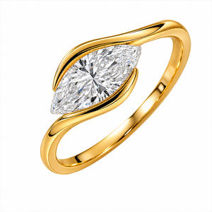 Bague élégante de style marquise plaquée or jaune avec bande croisée, bijou de fiançailles pour femme, cadeau - Product Image 3