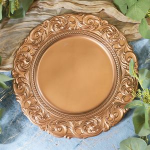 Assiette de présentation en métal raffinée avec bordure gaufrée pour table de luxe, réceptions de mariage et usage hôtelier - Product Image 1