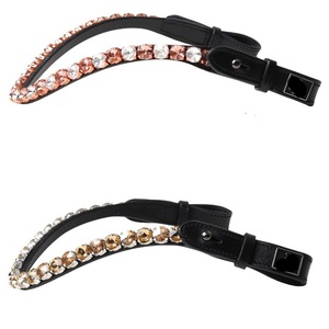 Nueva Diadema de Cuero Original para Caballo con Cristales Redondos de Marca Superior, Cadena de Diamantes Mega Bling y Forma Curva - Product Image 2