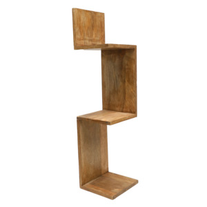 Handcrafted Wooden Asymmetric Wall <b>Shelf</b> Natural Honey Brown <b>Rustic</b> Decor - Product Image 1