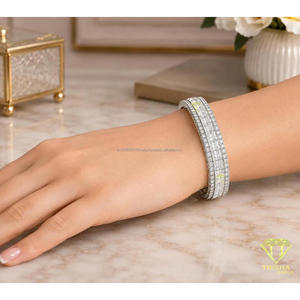 Long Rectangular Link Bracelet With Sparkling Stone <b>Rows</b> Sleek Wrist Jewelry For B2B Importers Resellers And Distributors - Product Image 2