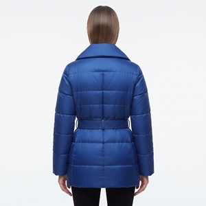 Trending 2026 Women's Warm Padded Blue Winter Puffer Coat Quilted <b>Belt</b> Jacket Lightweight Casual Cold Weather Outerwear - Product Image 6