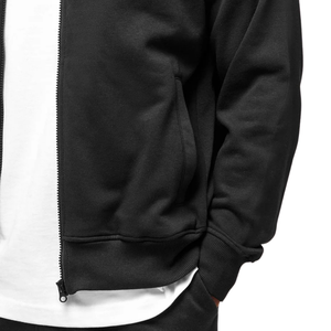 Chaqueta Deportiva Negra de Tricot para Hombre, Corte Holgado, Cierre Completo, Ropa Deportiva, Entrenamiento, Gimnasio, Casual, Streetwear, Activewear - Product Image 3