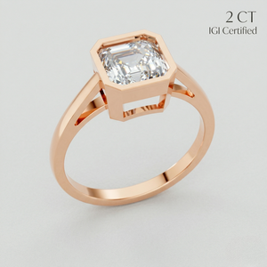Anillo de Diamante Cultivado en Laboratorio con Certificación IGI de 2 Quilates, Corte Brillante, Engaste de Bisel, Oro Rosa de 9K, para Compromiso, Aniversario, Fiesta, Proveedor de Fábrica - Product Image 1