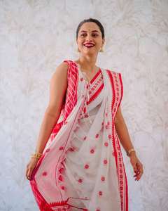 Sari en coton multicolore, style Banarasi, avec blouse en résille, pour mariages indiens, fêtes et festivals, entretien facile, moderne et intemporel. - Product Image 3