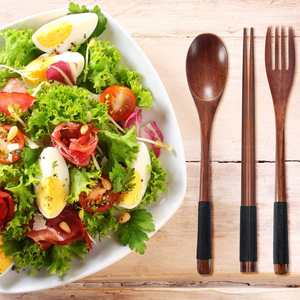 Palillos de madera, cuchara, tenedor, vajilla de viaje de estilo japonés con bolsa para acampar, picnic, oficina, hogar - Product Image 3